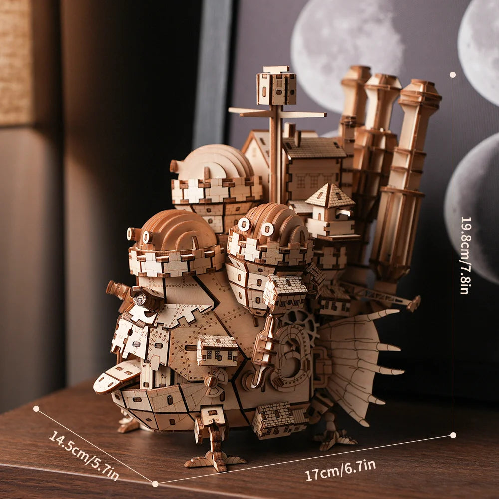 Creative 3D Wooden Castle Puzzle Model Kit – DIY Assembly Wood Craft Toy Home Decor Gift for Kids & Adults Challenging Brain Teaser
