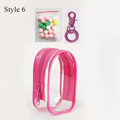 Transparent Jewelry Organizer Box – Plastic Storage Pouch with Keychain, Dustproof Case, Cute Doll Bag for Accessories