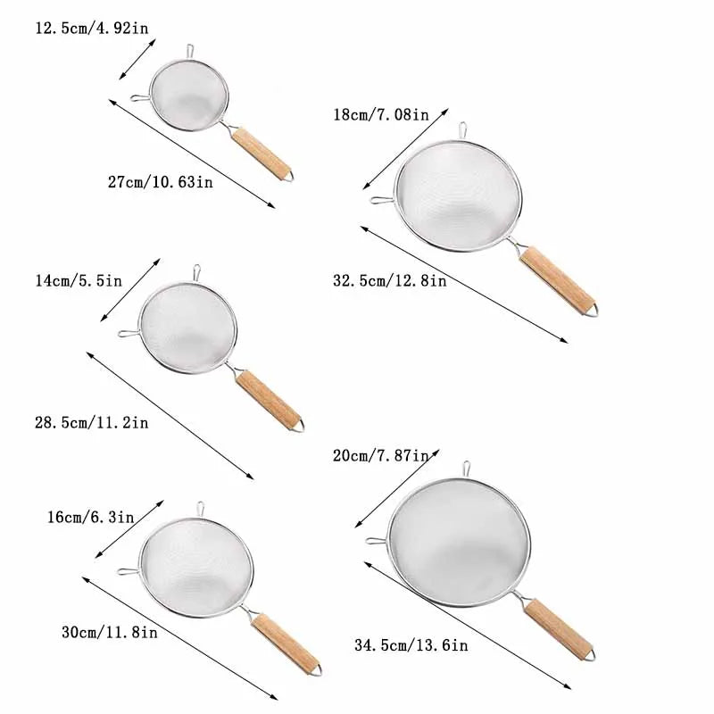1–3pcs Stainless Steel Kitchen Flour & Juice Sieve – Handheld Mesh Strainer for Baking, Soy Milk & Oil
