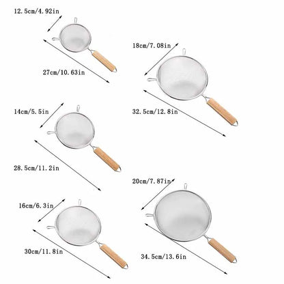 1–3pcs Stainless Steel Kitchen Flour & Juice Sieve – Handheld Mesh Strainer for Baking, Soy Milk & Oil