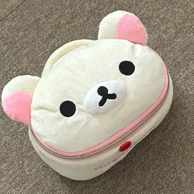 Cute Rilakkuma Bear Plush Makeup Bag - Portable Cartoon Storage Pouch for Girls Travel & Daily Organization