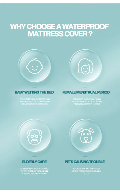 Waterproof Mattress Protector with Zipper - Soft, Breathable & Noiseless Cover for Single, Double, Queen, or King Size Bed