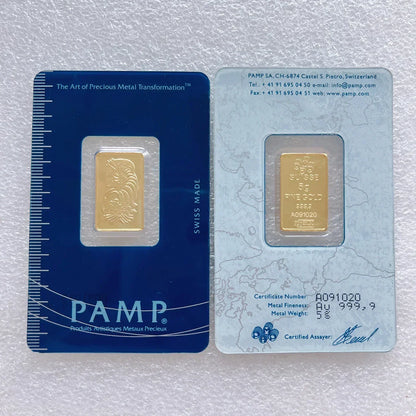 24K Gold Plated Copper Bar – 1g-100g Sealed Bullion Ingot, Non-Magnetic Golden Craft Gift