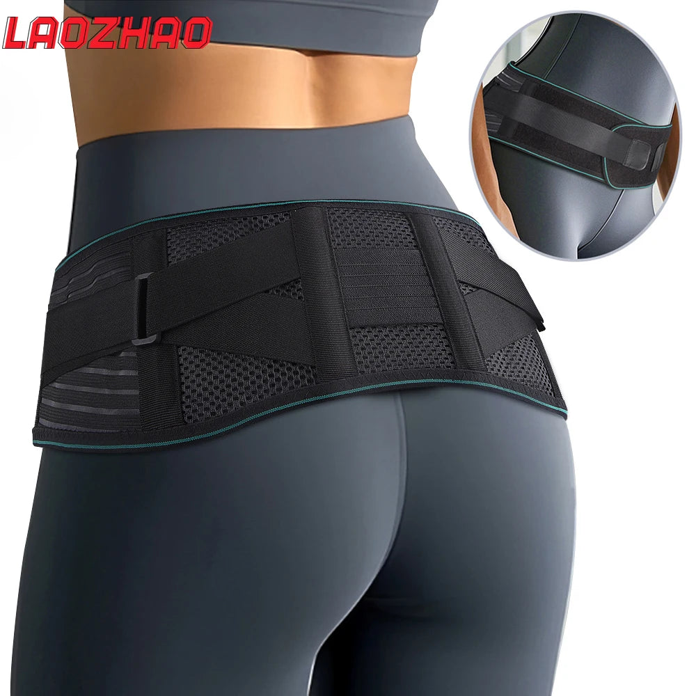 Adjustable Lower Back Brace for Pain Relief – Lumbar Support Belt for Sciatica, Breathable Design with 4 Steel Stays for Stability