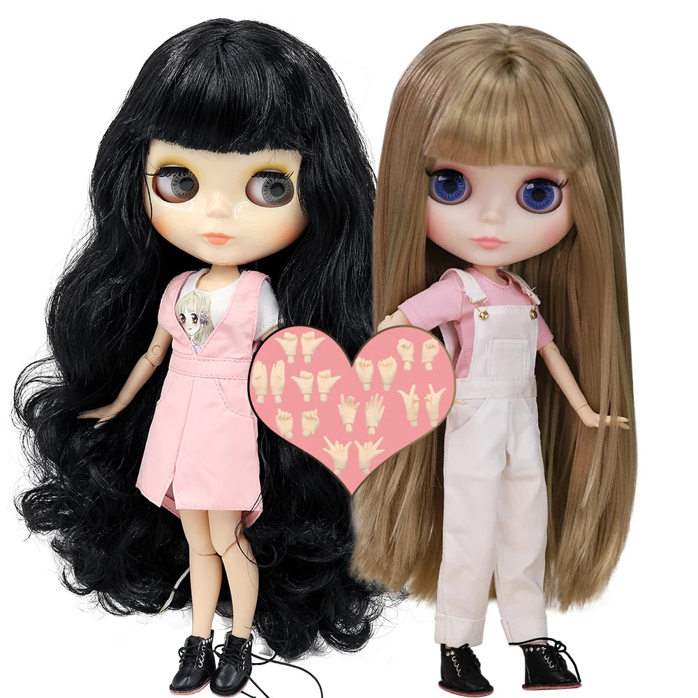 ICY DBS Blythe 1/6 BJD Doll - 30cm Jointed Body with White Skin & Shiny/Matte Face