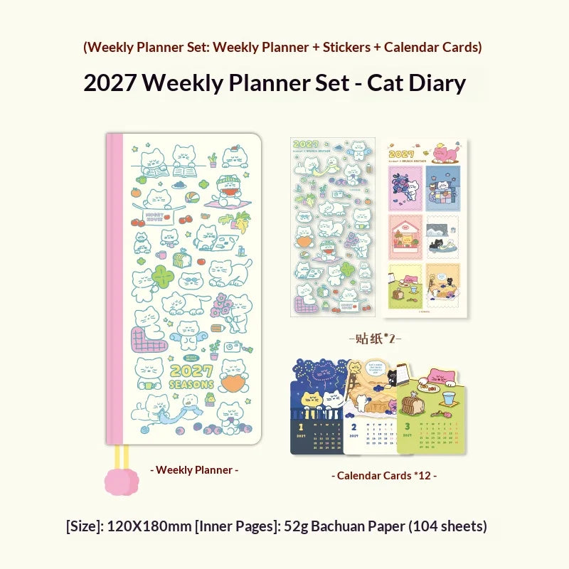 Kinbor 2027 A5/A6 Planner Notebook - Full-Year Daily Journal & Monthly Agenda for Time Management