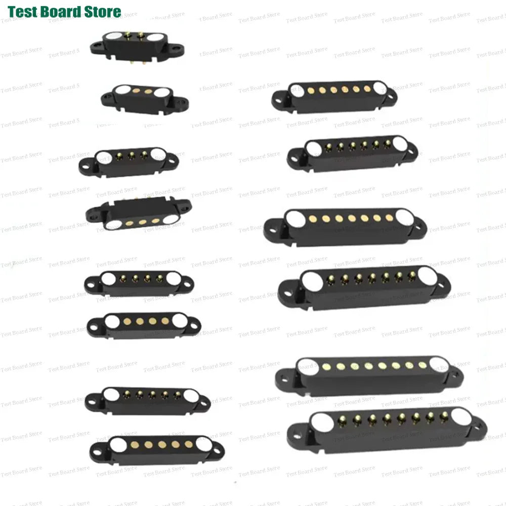 2A DC Magnetic Pogo Pin Connector - 2–8 Pin Spring-Loaded Male/Female Power Socket, 2.5/2.54/2.8mm Pitch, 1–5 Sets