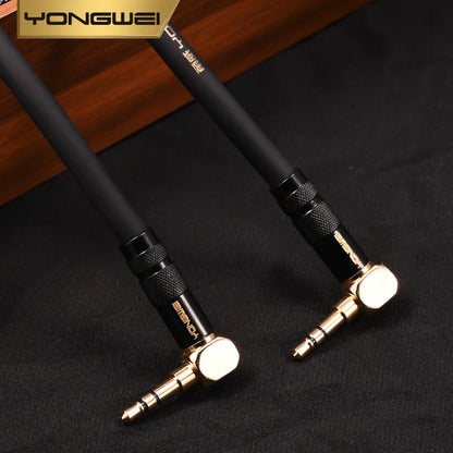 YONGWEI 3.5mm AUX Audio Cable - Straight to Curved Male-to-Male for Car, Mobile Phone, Computer, Speaker and Headset Extension