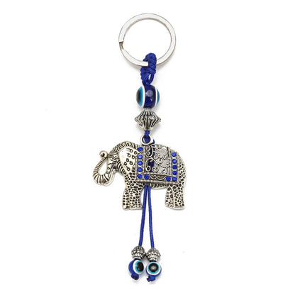 Lucky Eye Fatima Hand Keychain – Alloy Tree of Life Elephant Owl Blue Turkish Evil Eye Car Keyring Jewelry for Men & Women Gift
