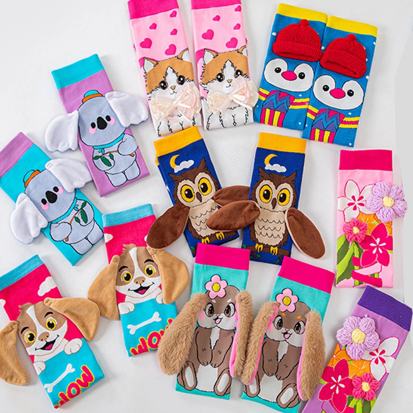 Cute 3D Cartoon Animal Knee-High Socks – Dog, Rabbit & Penguin Long Socks for Kids Party & Festival