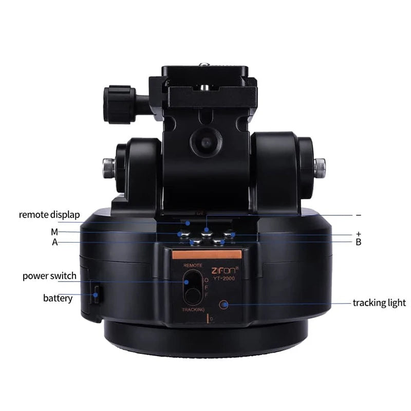 ZIFON YT2000 Remote Motorized PTZ - AI Face Recognition, 360° Horizontal Rotation for Camera, Smartphone & Action Camera Live Stream