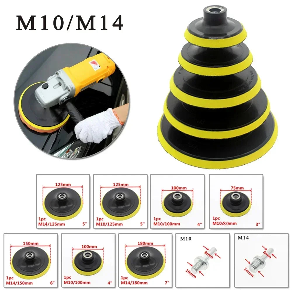 3/4/5/6/7 Inch M10 M14 Backing Pad Sanding Holder Disc - Hook and Loop Polishing Backer Plate for Drill and Polisher Grinding Tool