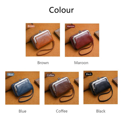 Women’s Fashion Minimalist Wrist Strap Wallet – Retro Short Zero Wallet with Large Capacity, Multi-Card Pockets & Money Clip
