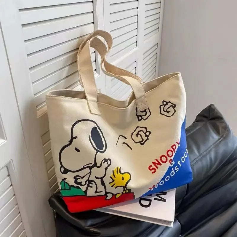 Snoopy Girl Cartoon Canvas Bag – Cute, Lightweight, Large Capacity Shoulder Bag for Travel & Casual Use