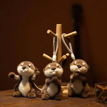 Cute Otter Plush Keychain - Soft Kawaii Backpack Pendant Cartoon Stuffed Toy Gift for Girlfriend & Christmas