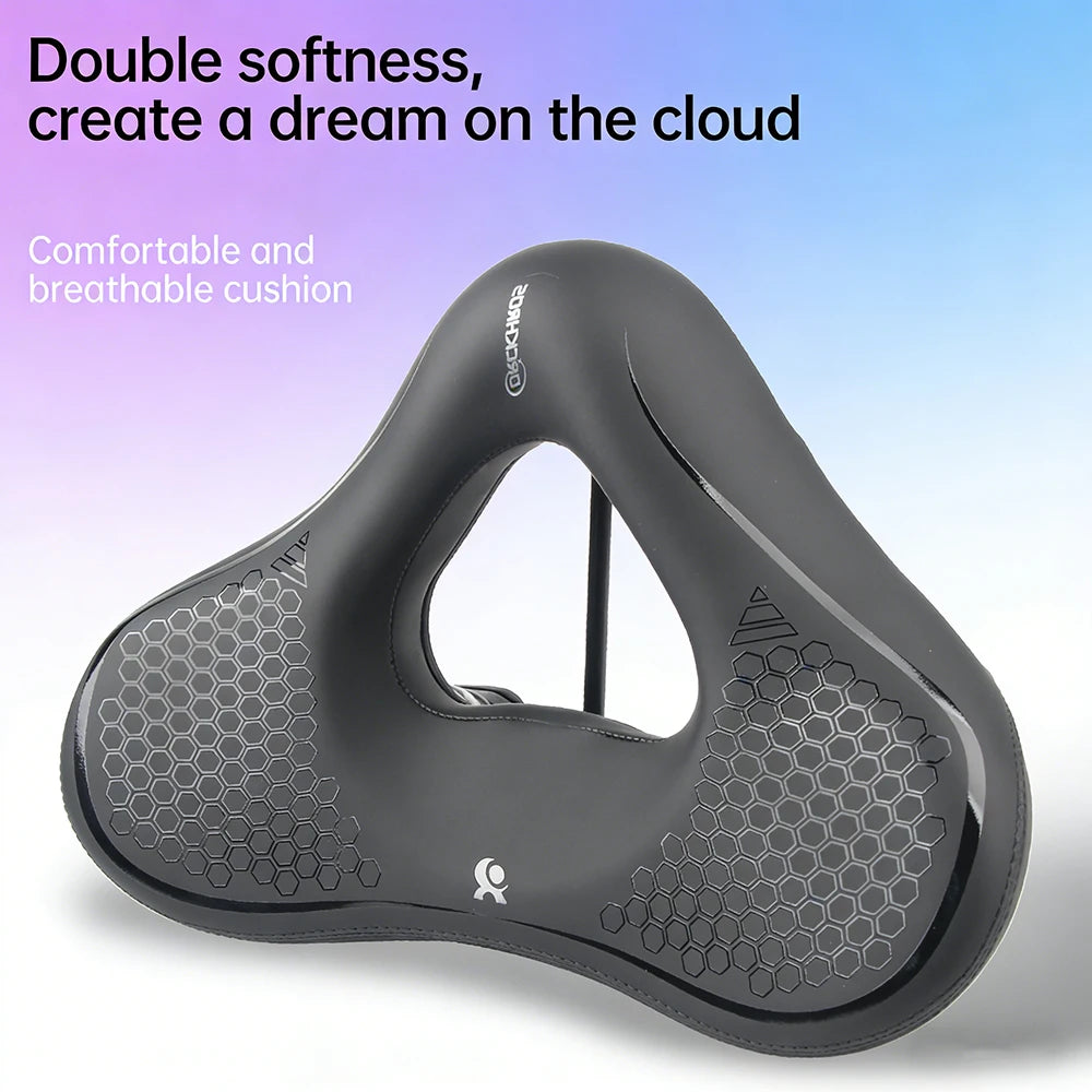 Ergonomic Bike Saddle - Thick Soft Shock-Absorbing Hollow Breathable Seat for Mountain & Road Bikes