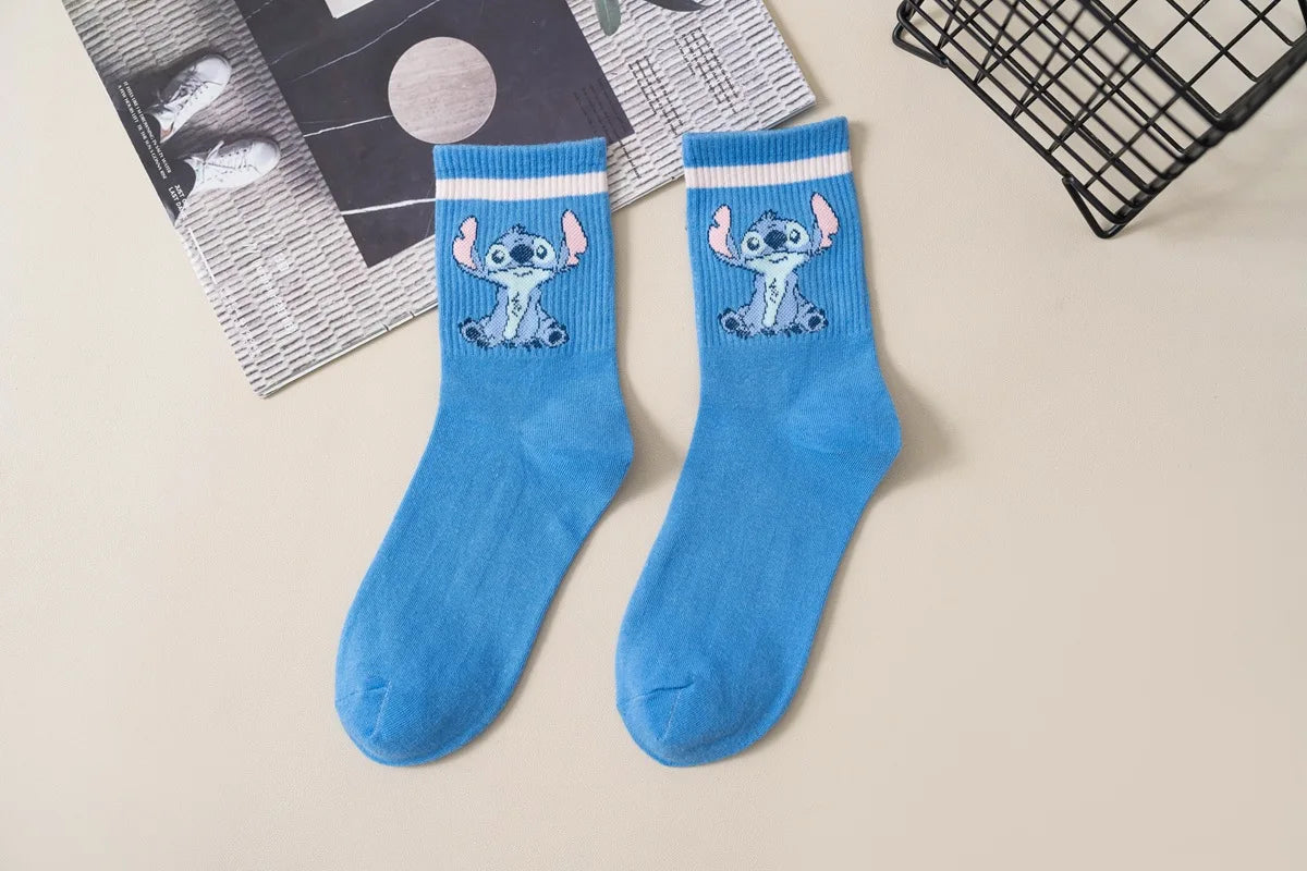 Disney Kawaii Stitch Cotton Socks - Medium Length Combed Cotton Socks, Perfect Birthday Gift for Girls & Boys