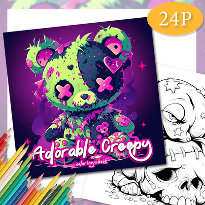 Cute & Quirky Bear Coloring Book for Adults - 24-Page Intricate Designs Adult Coloring Picture Book