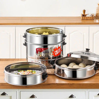 Commercial Electric Food Steamer - Large Capacity Stainless Steel Steamer for Buns & Cooking