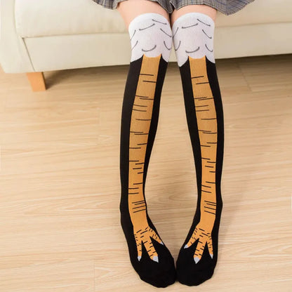 Funny Chicken Paw Stockings - Realistic Over-the-Knee Novelty Socks for Women
