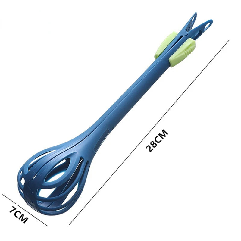 Multifunctional Kitchen Tool Set – Manual Egg Beater, Whisk, Milk Mixer, Pasta Tongs & Food Clips for Baking and Cooking