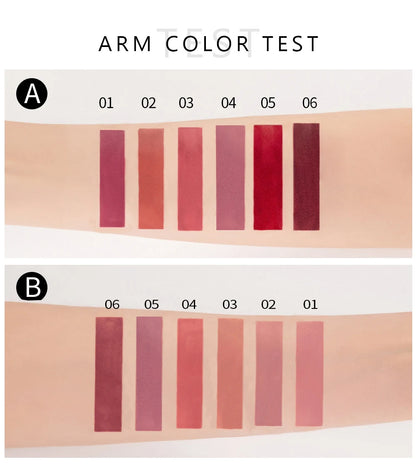 HANDAIYAN 6-Piece Matte Liquid Lipstick Set – Long-Lasting, Non-Stick Cup Lip Gloss Gift Box