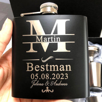 Personalized 6oz Stainless Steel Hip Flask – Engraved Christmas, Birthday, Valentine's Day Gift, Custom Logo for Wedding Favors   2/2