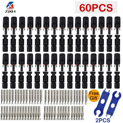 DC Solar Connector Kit 1000V 30A – IP67 Waterproof PV/MC Cable Connectors (5–200 Pcs, 2.5/4/6mm²)