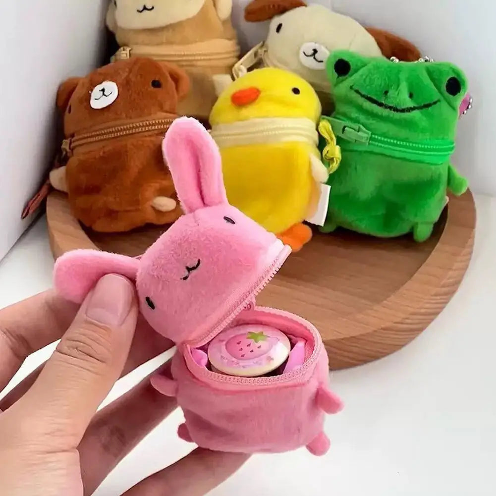 Kawaii Mini Coin Purse - Cute Rabbit & Bear Earphone Storage Keychain Bag Charm