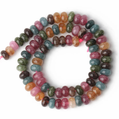 Natural Stone Rondelle Beads - 5x8mm Tourmaline, Citrine & Quartz Loose Beads for DIY Bracelets