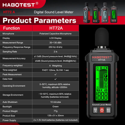 Digital Sound Level Meter - 30–130 dB Noise Detector for Room, Office, Factory, Studio & Traffic Noise Testing