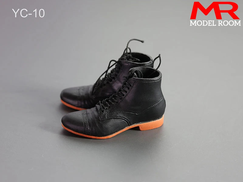 1/6 Scale Male Lace-Up Rubber Boots — Solid Soldier Shoes for 12'' Action Figures with Detachable Feet Dolls