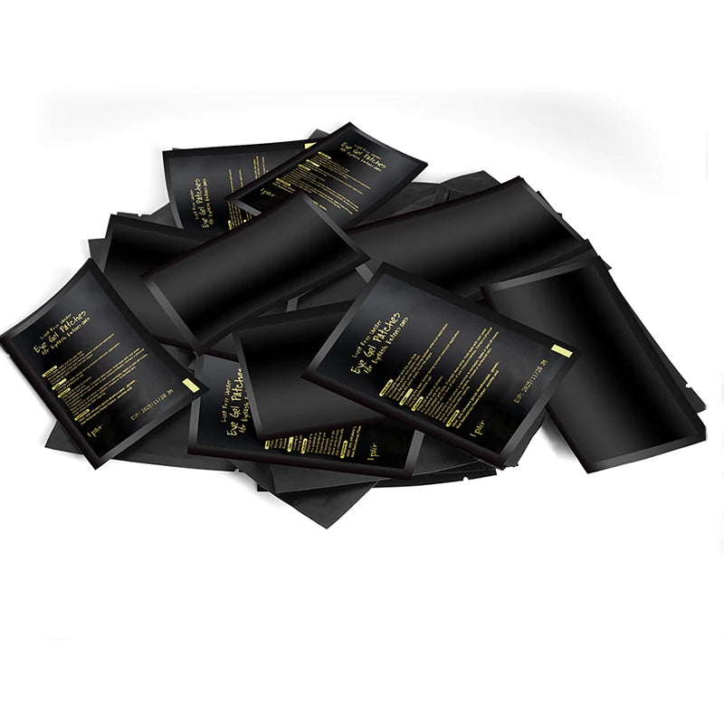 50 Pairs UV Black Hydrogel Eye Gel Patches | Eyelash Extension Padding & Makeup Stickers | Under Eye Gel Pads