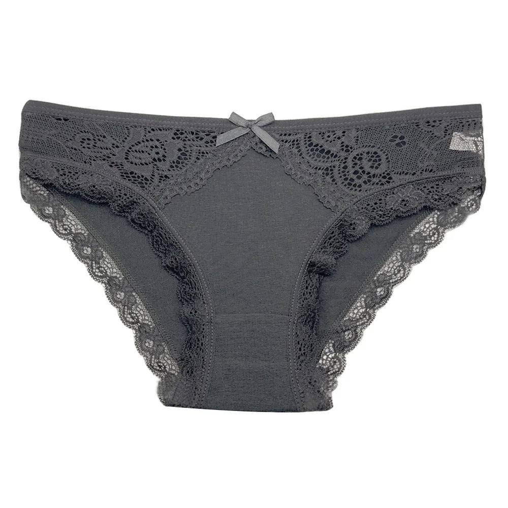 5-Pack Women’s Low Rise Lace Panties — Sexy Cotton Lingerie Briefs