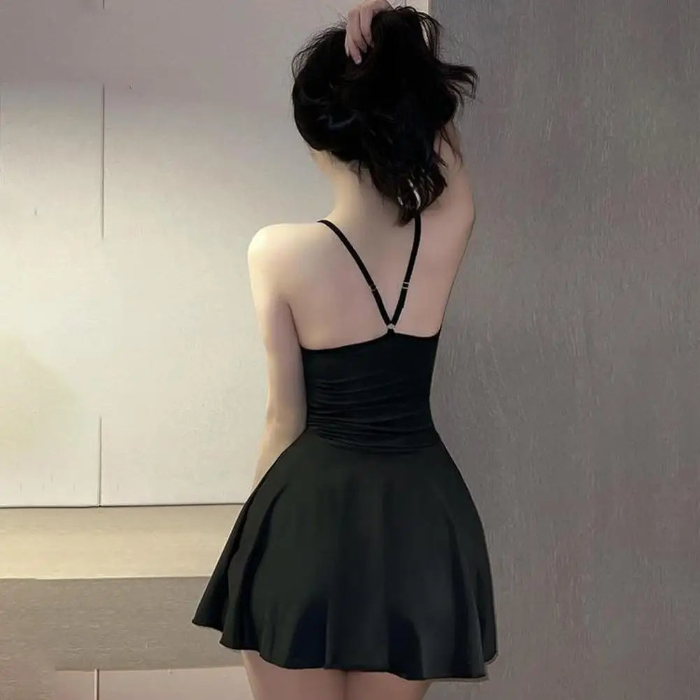 Sexy Women’s Pleated Micro Mini Dress – Backless Bandage Bodycon Night Club Party Outfit with Ruffled Hem
