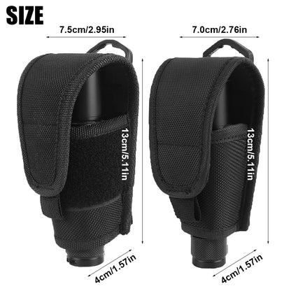 Tactical Flashlight Holster - Nylon MOLLE Torch Pouch with Waist Belt Pack for Hunting & Camping