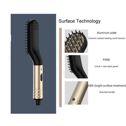 Electric Hot Comb Straightener: Negative Ion Heating Brush for Quick Beard Hair Styling - Wet/Dry Use, Men's Hair Styler