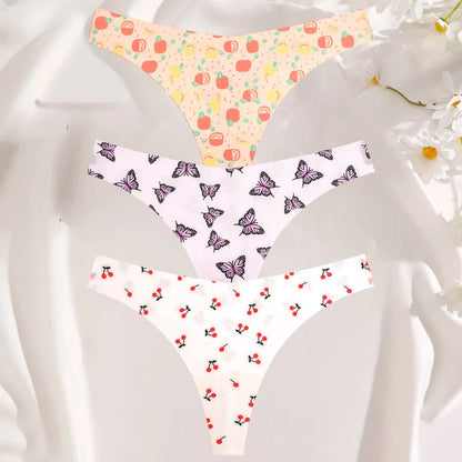 3PCS Women’s Sexy G-String Set - Colorful Seamless Bikini T-Back Low Waist Lingerie Underwear