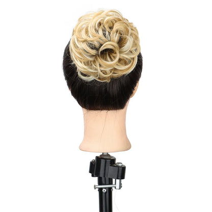 WIGSIN Synthetic Messy Bun Ponytail Extensions – Short Curly Chignon, Tousled Updo Hairpieces with Rubber Bands & Clip for Women & Girls
