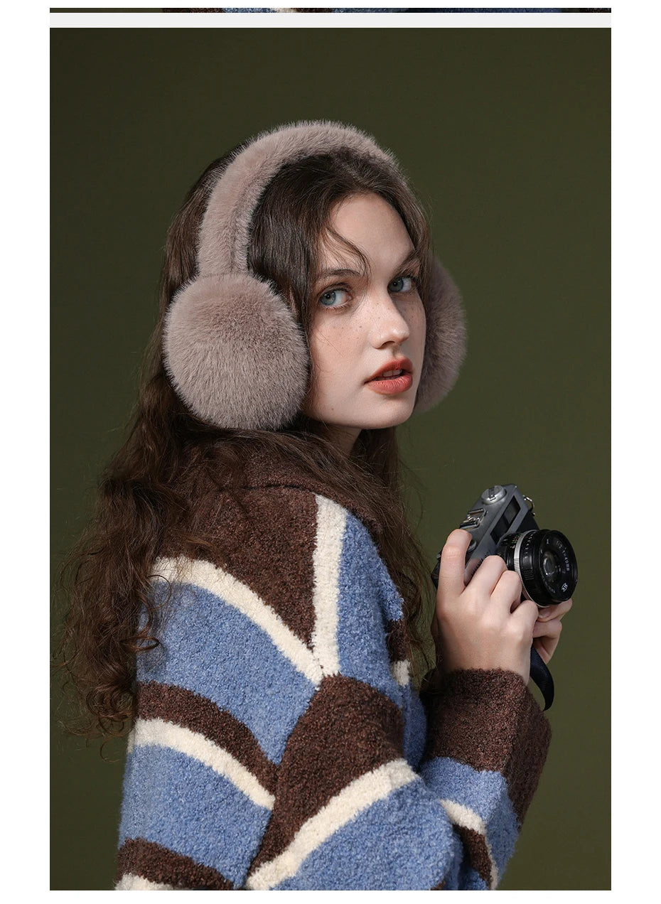 Maikun Thermal Earmuffs for Autumn & Winter - Thickened Cycling Ear Bags Imitation Rabbit Marten Ear Warmers
