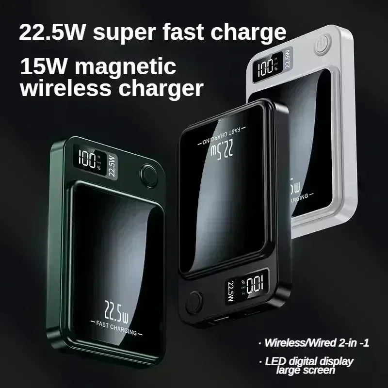 Lenovo 500000mAh Magnetic Power Bank - 22.5W Fast Charging Portable Battery Pack for iPhone & Samsung