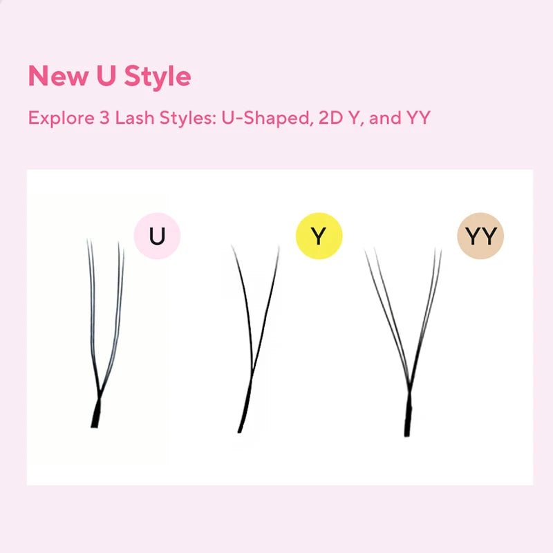 DIYDAY U-Shaped YY Eyelash Extensions – Premium PBT Double Layer Ultra Soft Featherlight Faux Mink False Lashes