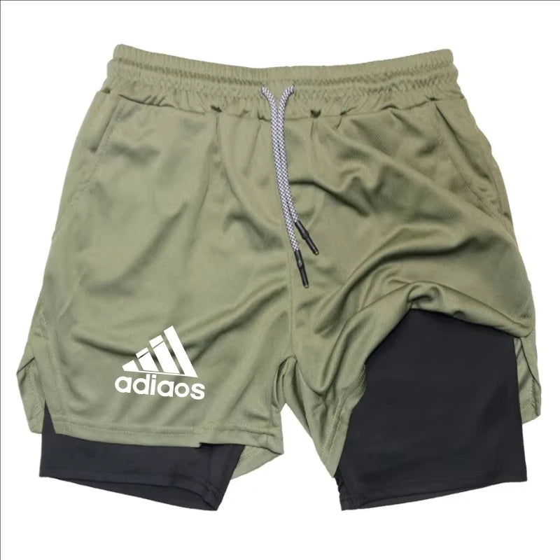 Men’s 2-in-1 Compression Running Shorts – Breathable Mesh Quick-Dry Gym Fitness Training Sports Shorts for Summer Workout