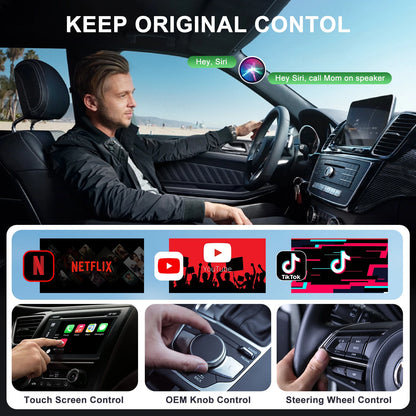 Wireless Video CarPlay Adapter - Supports Netflix, YouTube, TikTok for OEM Wireless CarPlay Vehicles