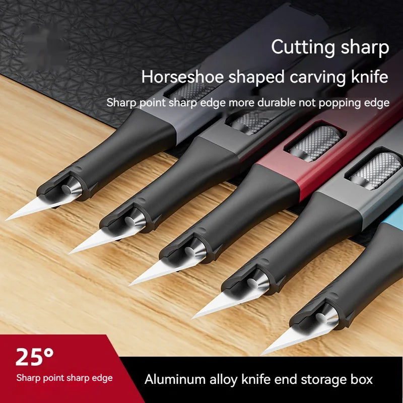 DIY Pen Carving Knife - 5 Interchangeable Horseshoe Art Blades Craft Cutting Tool
