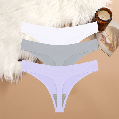 3PCS Sexy G-String Underwear Set – Breathable Seamless Low Waist T-Back Bikini Panties for Women, S-XL Sizes