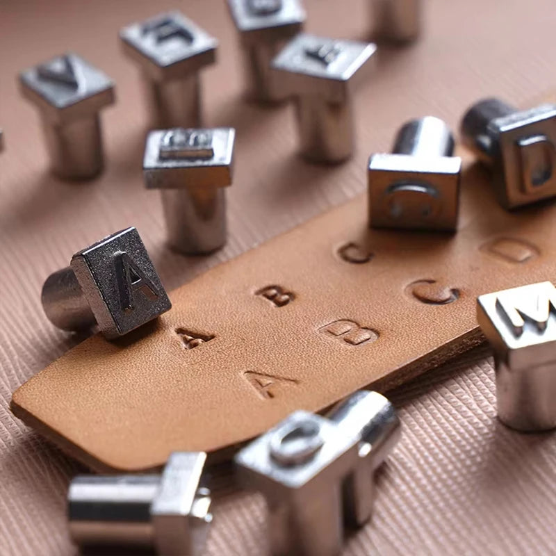 36PCS Leather Alphabet & Number Stamp Set – Stainless Steel DIY Carving Tool for Personalized Leather Craft & Embossing Seal