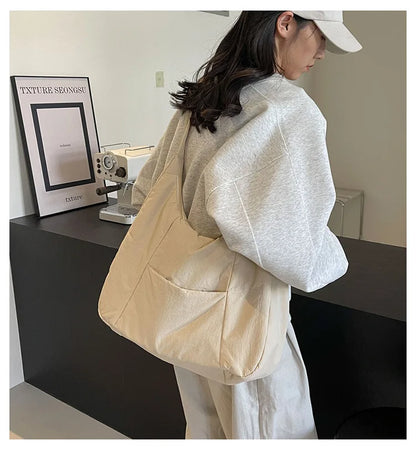2025 Trendy Women's Soft Cloth Shoulder Bag – Solid Color, Y2K Casual Style, Crossbody Handbag for Students