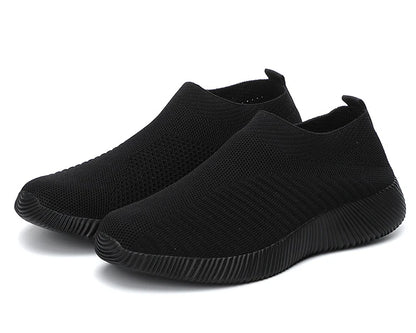Women’s Slip-On Sock Sneakers – Breathable Flat Casual Vulcanized Sports Shoes Zapatillas