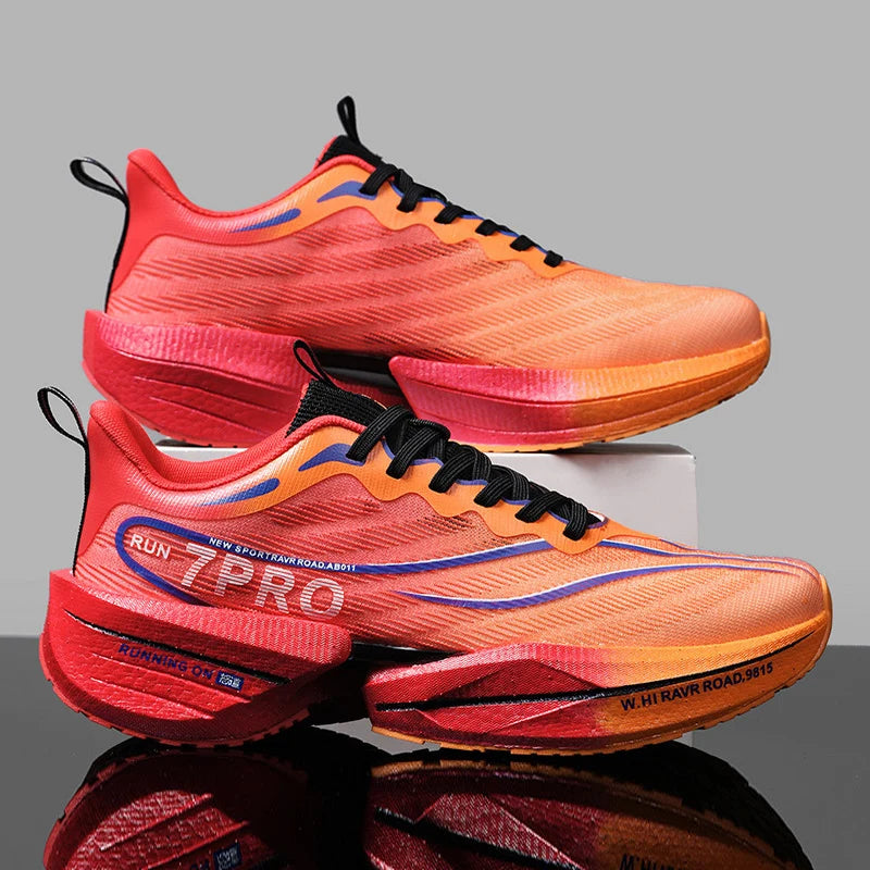 New Men's Carbon Plate Sneakers – Outdoor Soft Sole Mesh Sports Shoes, Lightweight Anti-Slip Running Shoes, Casual Couple Tennis Shoes